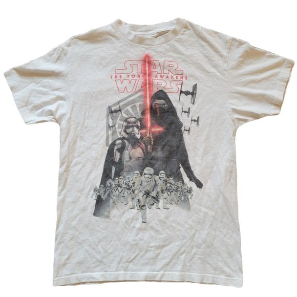 Star Wars the Force Awakens White T-Shirt Men's Size Medium Kylo Ren - Picture 1 of 3